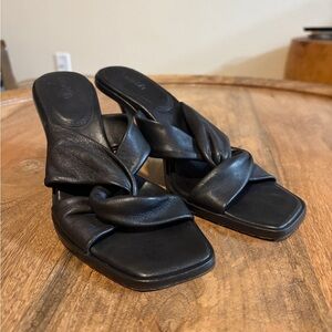 Ba&sh Womens Twist Front Sandals Open Toe High Heels Leather Black Size 39